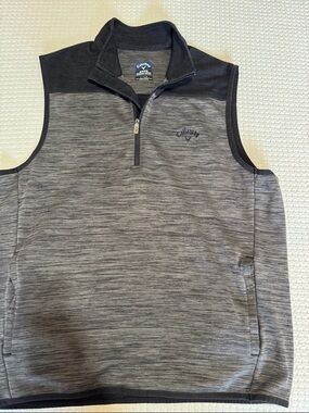 Callaway Heathered Gray and Charcoal Sleeveless Golf Pullover vest medium